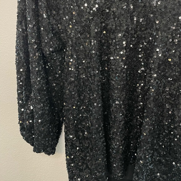 Retrofete dress mini sequin sz large Black long sleeve - Picture 3 of 7